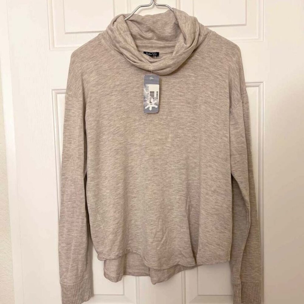 Splendid Light Heather Beige Cowl Neck Sweater